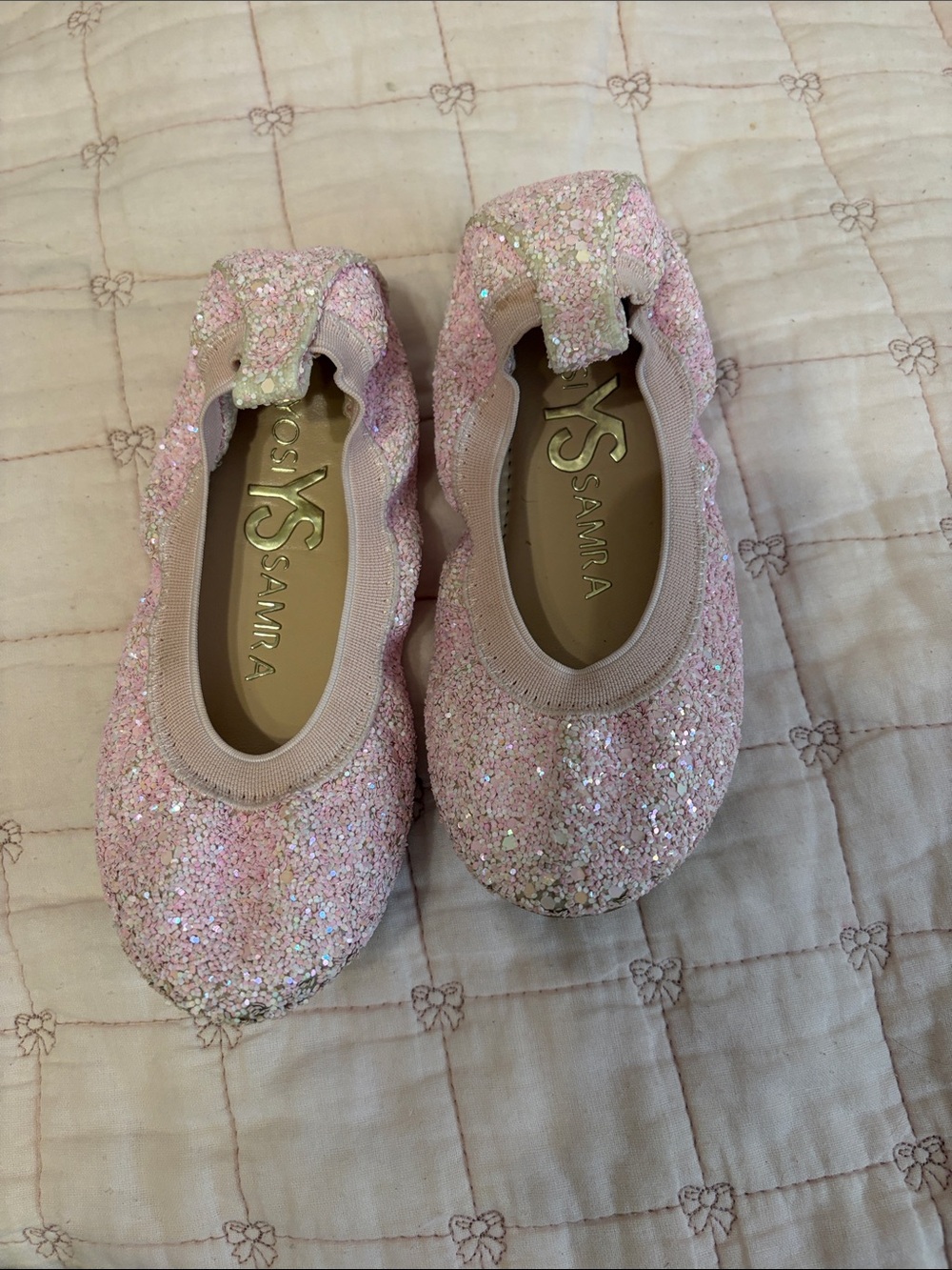 Yosi Samra Pink Sparkle Kids Ballet Flats